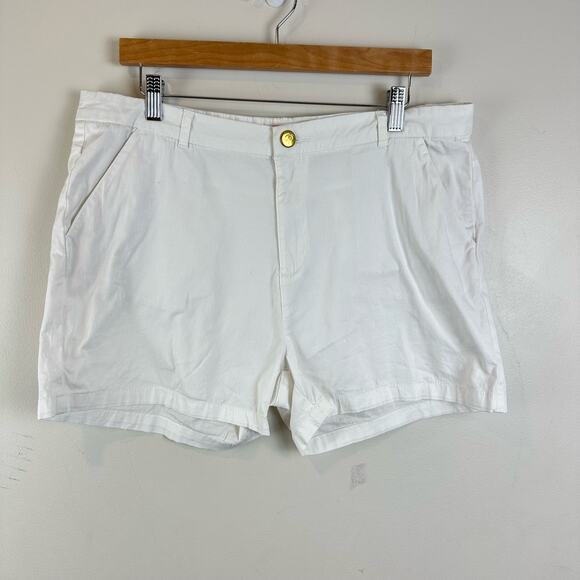 Stella Parker White Shorts Pink Blue Scarf Tie Belted Waist 14 Golf Tennis - Picture 4 of 10